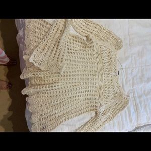 Free People Crochet Sweater with Bell Sleeves